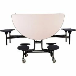 National Public Seating NPS® 60" Round Mobile Cafeteria Table With Stools, Gray Top/Black Stools/Black Frame -Tables Shop MTR60S MDPEPCGY10 03