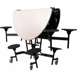 National Public Seating NPS® 60" Round Mobile Cafeteria Table With Stools, Gray Top/Black Stools/Black Frame -Tables Shop MTR60S MDPEPCGY10 04