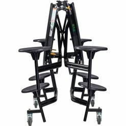 National Public Seating NPS® 60" Round Mobile Cafeteria Table With Stools, Gray Top/Black Stools/Black Frame -Tables Shop MTR60S MDPEPCGY10 05