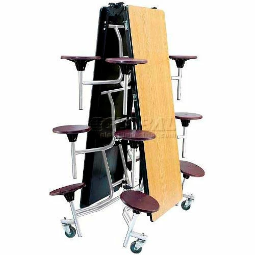 National Public Seating NPS® Mobile Cafeteria Table With Stools, 145"L x 59"W, Gray Top/Blue Stools/Chrome Frame 3 National Public Seating NPS® Mobile Cafeteria Table With Stools, 145"L x 59"W, Gray Top/Blue Stools/Chrome Frame - Image 3