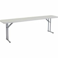 Interion By Global Industrial Interion® Plastic Folding Seminar Table, 18" x 96", White -Tables Shop NAA BT1896 01