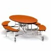 National Public Seating NPS® Mobile Cafeteria Table w/Benches, 121"L x 45"W Elliptical, Cherry Top/Chrome Frame