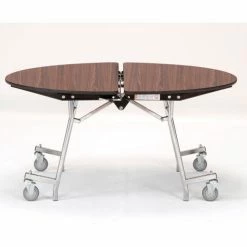 National Public Seating NPS® 60" Round Mobile Cafeteria Table, Walnut Top/Chrome Frame -Tables Shop NAA MT60R MDPECRWT