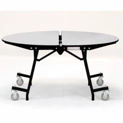 National Public Seating NPS® 60" Round Mobile Cafeteria Table, Gray Top/Black Frame -Tables Shop NAA MT60R MDPEPCGY