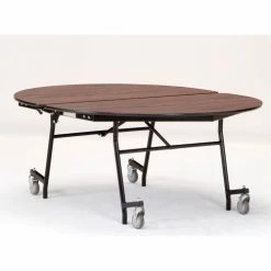 National Public Seating NPS® Oval Mobile Cafeteria Table, 72"Lx60"W, Walnut Top/Chrome Frame -Tables Shop NAA MT72V MDPEPCWT