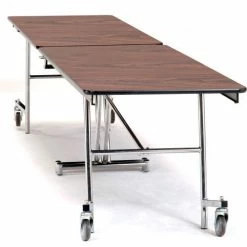 National Public Seating NPS® Mobile Cafeteria Table, 97"Lx30"W, Walnut Top/Chrome Frame -Tables Shop NAA MT8 MDPECRWT