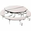 National Public Seating NPS® Mobile Cafeteria Table w/Benches, 60" Octagon, Gray Top, Chrome Frame