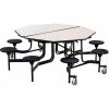 National Public Seating NPS® Mobile Cafeteria Table w/Black Stools, 60" Octagon, Gray Top, Black Frame