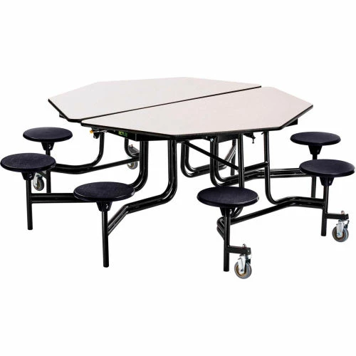 National Public Seating NPS® Mobile Cafeteria Table w/Black Stools, 60" Octagon, Gray Top, Black Frame 1 National Public Seating NPS® Mobile Cafeteria Table w/Black Stools, 60" Octagon, Gray Top, Black Frame