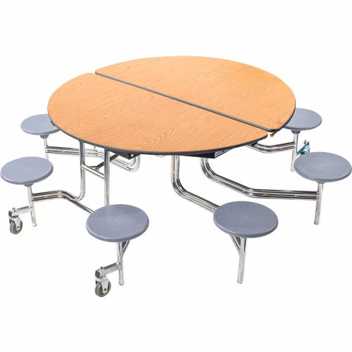 National Public Seating NPS® 60" Round Mobile Cafeteria Table With Stools, Oak Top/Gray Stools/Chrome Frame 7 National Public Seating NPS® 60" Round Mobile Cafeteria Table With Stools, Oak Top/Gray Stools/Chrome Frame - Image 7