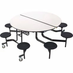 National Public Seating NPS® 60" Round Mobile Cafeteria Table With Stools, Gray Top/Black Stools/Black Frame -Tables Shop NAA MTR60S MDPEPCGY10