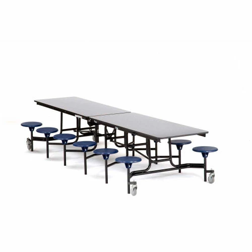 National Public Seating NPS® Mobile Cafeteria Table With Stools, 145"L x 59"W, Gray Top/Blue Stools/Black Frame 5 National Public Seating NPS® Mobile Cafeteria Table With Stools, 145"L x 59"W, Gray Top/Blue Stools/Black Frame - Image 5