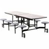 National Public Seating NPS® Mobile Cafeteria Table With Stools, 97"L x 59"W, Gray Top/Gray Stools/Black Frame