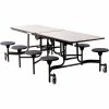 National Public Seating NPS® Mobile Cafeteria Table With Stools, 97"L x 59"W, Gray Top/Black Stools/Black Frame