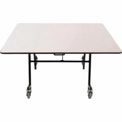 National Public Seating NPS® Mobile EasyFold Table, 48" Square, Gray Top, Black Frame