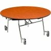 National Public Seating NPS® Mobile EasyFold Table, 48" Round, Cherry Top, Chrome Frame