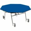 National Public Seating NPS® Mobile EasyFold Table, 60" Octagon, Blue Top, Chrome Frame