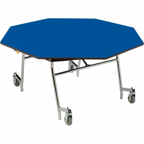National Public Seating NPS® Mobile EasyFold Table, 60" Octagon, Blue Top, Chrome Frame 1 National Public Seating NPS® Mobile EasyFold Table, 60" Octagon, Blue Top, Chrome Frame
