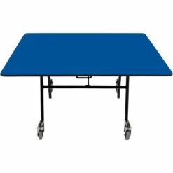 National Public Seating NPS® Mobile EasyFold Table, 60" Square, Blue Top, Black Frame