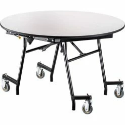 National Public Seating NPS® Mobile EasyFold Table, 60" Round, Gray Top, Black Frame