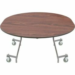 National Public Seating NPS® Mobile EasyFold Table, 72"L x 60"W Oval, Walnut Top, Chrome Frame
