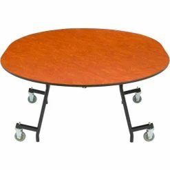 National Public Seating NPS® Mobile EasyFold Table, 72"L x 60"W Oval, Cherry Top, Black Frame