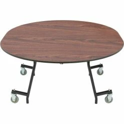 National Public Seating NPS® Mobile EasyFold Table, 72"L x 60"W Oval, Walnut Top, Black Frame