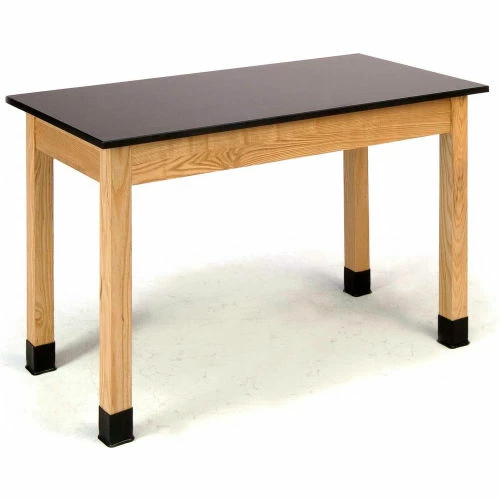 National Public Seating NPS Science Lab Table - Phenolic Top - 72"L x 24"W x 30"H - Black w/ Oak Legs 2 National Public Seating NPS Science Lab Table - Phenolic Top - 72"L x 24"W x 30"H - Black w/ Oak Legs - Image 2