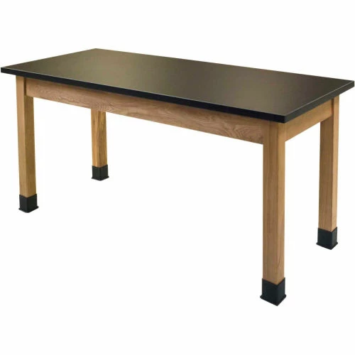 National Public Seating NPS Science Lab Table - Phenolic Top - 60"L x 30"W x 36"H - Black w/ Oak Legs 2 National Public Seating NPS Science Lab Table - Phenolic Top - 60"L x 30"W x 36"H - Black w/ Oak Legs - Image 2