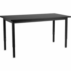 National Public Seating NPS Science Table - Phenolic Top - Adjustable Height - 24"W x 60"L x 22-1/4"-37-1/4"H - Black -Tables Shop NAA PSLTSAH 01 3
