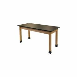 National Public Seating NPS Science Lab Table - Chemical Resistant Top - 60"L x 24"W x 30"H - Black w/ Oak Legs