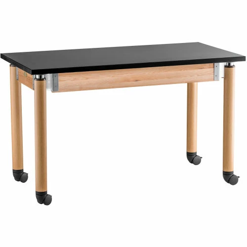National Public Seating NPS Science Table with Casters - Phenolic Top - Adjustable Height - 24" x 48" - Black/Oak 2 National Public Seating NPS Science Table with Casters - Phenolic Top - Adjustable Height - 24" x 48" - Black/Oak - Image 2