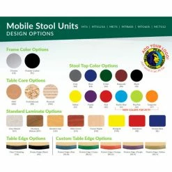 National Public Seating NPS® 60" Round Mobile Cafeteria Table With Stools, Oak Top/Gray Stools/Black Frame -Tables Shop NPS options 11