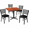 Premier Hospitality Furniture Premier Hospitality 42" Square Table & Ladder Back Chair Set, Mahogany/Black Vinyl Chair