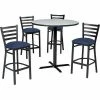 Premier Hospitality Furniture Premier Hospitality 36" Round Table & Barstools W/Ladder Back, Gray Table/Blue Seats