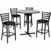 Premier Hospitality Furniture Premier Hospitality 36" Round Table & Barstools W/Ladder Back, Teak Table/Black Seats