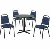 Premier Hospitality Furniture Premier Hospitality 42" Round Table & Stack Chair Set, Gray Table/Blue Chairs