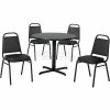 Premier Hospitality Furniture Premier Hospitality 42" Round Table & Stack Chair Set, Gray Table/Black Chairs