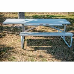 GT Grandstands 8' Picnic Table, Anodized Aluminum Planking, Galvanized Steel Frame, ADA Compliant -Tables Shop PT AP08HC