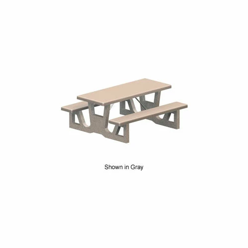 Petersen Manufacturing 72" Rectangular Picnic Table, Concrete, Tan 1 Petersen Manufacturing 72" Rectangular Picnic Table, Concrete, Tan