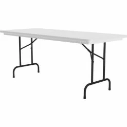 Correll Anti-Microbial Plastic Folding Table, 72" x 30" x 29", Gray Granite