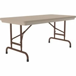 Correll Adjustable Height Plastic Folding Table, 24" x 48", Beige