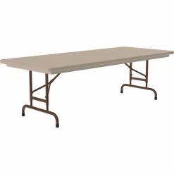 Correll Adjustable Height Plastic Folding Table, 30" x 72", Beige