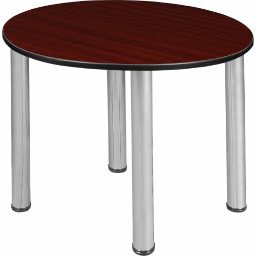 Regency Kee 30" Round Multipurpose Breakroom Slim Table, Mahogany/ Chrome 1 Regency Kee 30" Round Multipurpose Breakroom Slim Table, Mahogany/ Chrome