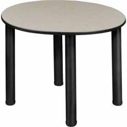 Regency Kee 30" Round Multipurpose Breakroom Slim Table, Maple/ Black