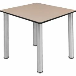 Regency Kee 30" Square Multipurpose Breakroom Slim Table, Beige/ Chrome
