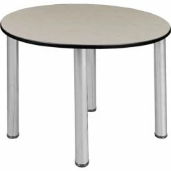 Regency Kee 36" Round Multipurpose Breakroom Slim Table, Maple/ Chrome