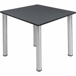 Regency Kee 36" Square Multipurpose Breakroom Slim Table, Grey/ Chrome