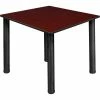 Regency Kee 36" Square Multipurpose Breakroom Slim Table, Mahogany/ Black
