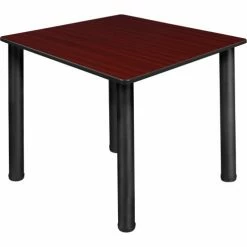 Regency Kee 36" Square Multipurpose Breakroom Slim Table, Mahogany/ Black